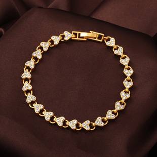 European and American Popular Roman Bracelets for Women, Light Luxury, Heart-Shaped, Diamond-Encrusted, Fashionable, High-End, Stylish, and Unique Wrist Jewelry