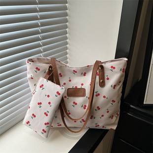 Wholesale Cherry Sweet Style Handheld Tote Bag Women's Bag 2026 Autumn New Large Capacity Shoulder Bag Commuting Underarm Bag