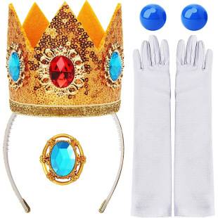 Princess Peach Crown Mario headband Princess Biqi headdress earrings suit cosplay party decoration