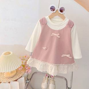 Girls' Spring Outfit 2025 New Princess Dress Children's Two-In-One Trendy Spring Baby Girl Outfit for Early Spring