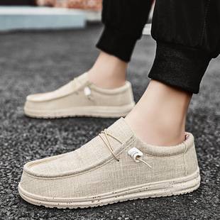 Cross-Border Large Size European and American Fashion Casual Shoes for Men, Slip-On Loafers, Canvas Shoes, Lazy Shoes, Ultra-Light Men's Shoes