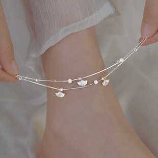 Three Lives Three Worlds Anklet for Women, Simple and Luxurious, Niche High-End Style, Commuting Foot Jewelry for Best Friends, Gift for Girlfriend with a Sense of Ceremony