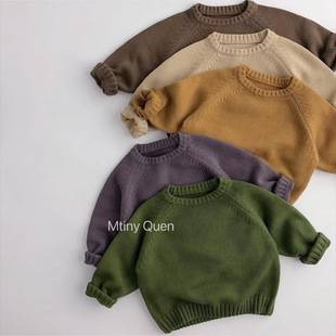 Close Your Eyes and Buy It~ Autumn and Winter Children's Sweater 2026 Korean Style Boys and Girls Baby Knitwear Raglan Round Neck Loose Long Sleeves