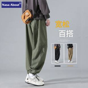 NASA Work Pants Men's Spring and Autumn American Style Pure Cotton Sports Pants Men's Trendy Casual Pants