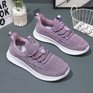 2024 Spring New Arrival Sliding Shoes Women's Ultra-Light Soft Sole Non-Slip Comfortable Middle-aged and Elderly Casual Fly-Woven Sports Women's Shoes