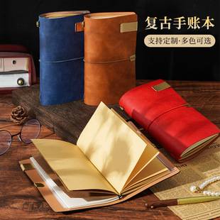 A6 Planner Vintage Notebook Travel Journal Softcover Diary Strap Binder Loose-Leaf Notebook Cross-Border Portable Notebook