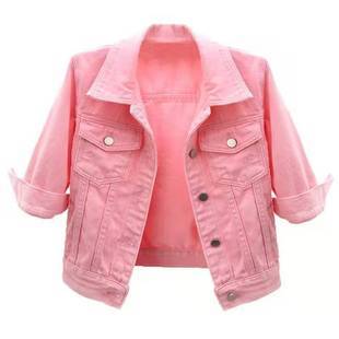 Spring and Summer Korean Style Slim-fit Colorful Mid-sleeve Denim Jacket Women's Short Seven-sleeve Jacket Waistle Small Shawl Top