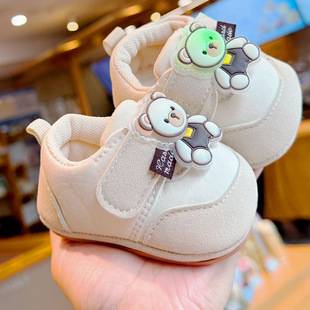 Baby shoes with soft soles, non-slip, new spring/autumn styles, suitable for beginners, for babies aged 0-1 year, walking shoes, light-up single shoes