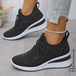 Cross-Border New Women's Shoes 2026 Spring Breathable Casual Shoes Mesh Sports Height-Increasing Mesh Shoes