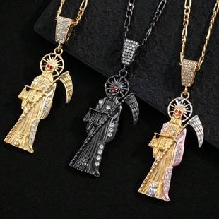 Santa Muerte Pendant Necklace Sickle Devil Clavicle Chain Gothic Style Cross-Border Fashion Dark Neck Jewelry