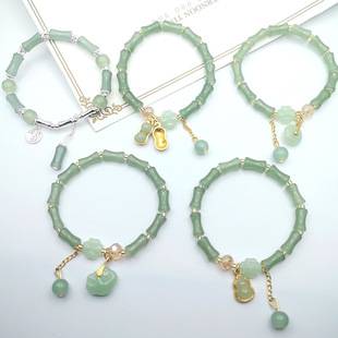 New Chinese Bamboo Bracelet Imitation Dongling Jade High-rise Bracelet Safe Buckle Jade Gourd Bracelet Scenic Spot Small Jewelry