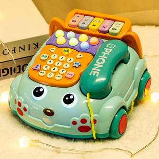 Children's telephone toys 0-1-3 years old baby hamster story simulation piano music tow rope telephone wholesale