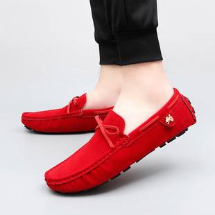 Cross-border men's suede driving loafers, slip-on casual leather shoes, large size soft-soled slip-on shoes