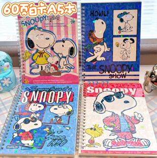 Snoopy A5 Spiral Notebook with Thick Lined Pages, High-Quality Laser Diary Notebook for Elementary School Students' Classroom Notes