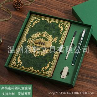 Cross-Border A5 Retro Password Diary with Lock Thickeneded Creative Hand Ledger Student Diary Stationery Notebook
