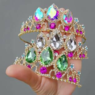 Internet Red Explosions Gold and Silver White Rhinestone Bride Crown Wedding Wedding Accessories Crown Wedding Dress Headwear Crown Jewelry