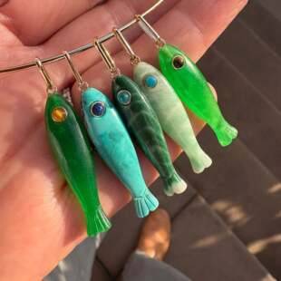 Jiaoxiang European and American Cross-Border New Summer Beach Series Colorful Fish Pendant DIY Series Copper Plated with 14K Gold
