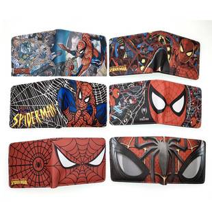 Spider Pattern Printed Pu Leather Short Folding Wallet for Men and Women, Student Coin Purse, Card Holder, Anime Peripheral Short Wallet