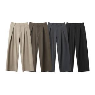 Men's Black Wide-Leg Casual Pants Spring High Street Pleated Hong Kong Style Japanese American Trendy Straight Loose Trousers