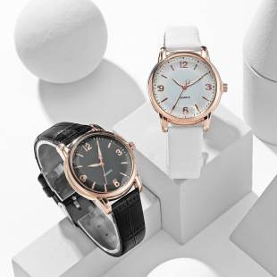Two-Color Dial Women's Watch Quartz Watch Belt Women's Watch High-End Creative Commuting Fashion Women's Watch Internet Celebrity Model