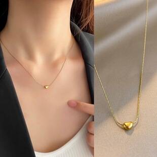 Cross-Border Hot-Selling Simple and Exquisite Niche Luxury Necklace Ccb Heart Pendant Necklace Versatile and Stylish Collarbone Chain