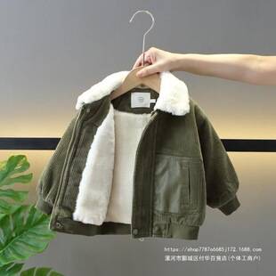 [New for Winter] Boys' Corduroy Fleece-Lined Jacket New Children's Autumn and Winter Warm Thickened Baby Jacket