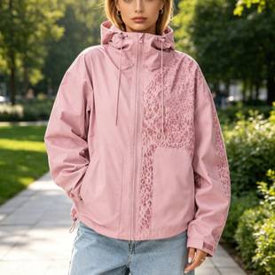 European and American women's jacket that changes color when wet, leopard print outdoor sports hooded windbreaker, casual cross-border foreign trade women's clothing