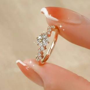 Star Dream Moissanite Diamond Ring Women's Fashion Personality Unique Men's Ring Niche Design High-End Proposal Index Finger Ring