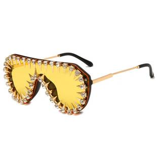 Cross-Border Popular Large-Frame Multi-Lens Sunglasses with European and American Style, Personalized Rivets and Rhinestones, Luxurious Hip-Hop Fashion Sunglasses