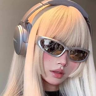 Y2K Sunglasses Men's and Women's Cyberpunk Glasses Technology Sense Sunglasses Advanced Sense Cycling silver Goggles