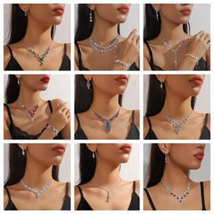 European and American cross-border necklaces, light luxury niche jewelry sets, banquet dress necklaces, fashionable and versatile bridal accessories wholesale