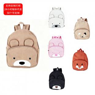 Cross-border best-selling cute bear-themed large-capacity backpack, corduroy student backpack, fashionable and casual backpack, wholesale