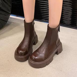 Thick-Soled Martin Boots for Women, Autumn and Winter 2026 New Style, Chunky Heel Early Autumn Boots, Autumn and Winter Boots, Slim Boots
