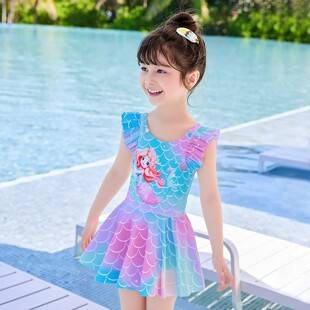 3-8 Year Old Girls' Swimsuit, Kidsren's Princess One-Piece Cute Mermaid Baby Swimsuit, Professional Swimming Skirt for Kindergarten Kidsren