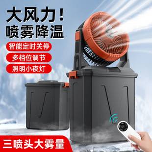 Cross-Border Spray Fan for Outdoor Camping, Portable Bucket Fan, USB Rechargeable Camp Tent Fan Light