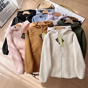 recommend Autumn and Winter Fleece Clothes Women's Fleece Coat fleece-lined Thickened Fashionable Warm Hooded Jacket Cardigan