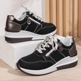 Women's Casual Sports Shoes, Fashionable and Versatile Large Size Casual Sports Shoes, Cross-Border New Wedge-Heeled Thick-Soled Casual Shoes