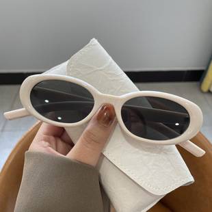 Retro Oval Sunglasses for Women, High-End Ins 2023 New White Sunglasses, Summer Anti-Uv Glare-