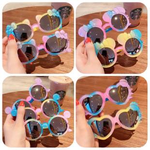 Children's Sunglasses Girls' Fashion Sunglasses Girls' Cute Flower Glasses Girls' Anti-UV Sunshade Goggles Trendy