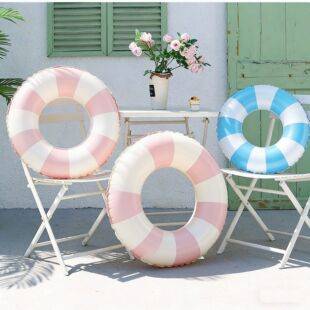 Swimming Ring Outdoor Pool Water Toy Adult and Children Striped Swimming Ring Thickened Pvc Sports Lifebuoy Swimming Ring