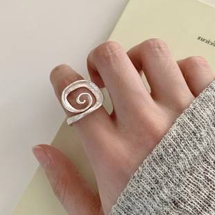 Simple Geometric Line Spiral Ring Women's Fashion Design Sense Cold Wind Open Finger Ring Vortex Ring Finger Ring