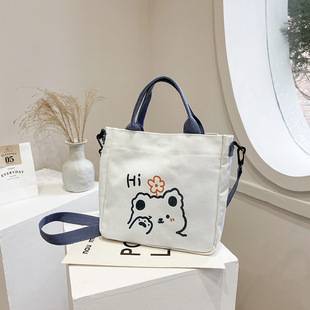 2021 new canvas women's bag printed Street portable tote bag cute student messenger bag fashion shoulder bag for women