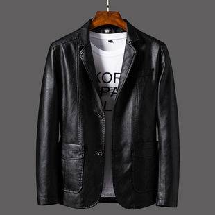 Cross-Border Wholesale Cross-Border Leather Jacket Men's Autumn New Casual Motorcycle Jacket Korean Style Stand Collar Leather Jacket Men's Clothing