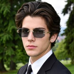 Retro Metal Thin Frame Polygonal Sunglasses for Women, Internet Celebrity Street Style Sunshade Glasses, European and American Fashion Versatile Sunglasses