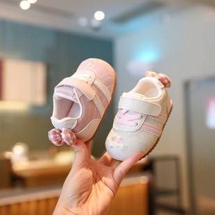 Cute Cat-Themed Girls' Casual Shoes with Bowknot on the Back, Princess Sneakers for Spring, Suitable for 0-2 Year Old Girls, Baby Walking Shoes