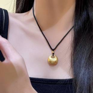 New Popular Style Fat Fu Pendant, New Chinese-Style Lock Necklace with Black String, Fu Character and Ingot, Gift for Girlfriend