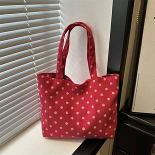Cross-Border Trendy Spring and Summer New Polka Dot Tote Bag, Large Capacity, Cute Girl's Shoulder Bag, Commuter Handbag