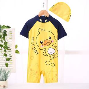 Children's Swimwear Boys' Big Kids 2021 Hot Spring Boys Yellow Duck Swimsuit Baby Sunscreen Conjoined Swimming Equipment