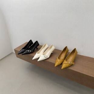 French-Style Pointed-Toe Stiletto Shoes for Women, 2026 Spring New Model, Metal Buckle, Shallow Mouth, Commuter High Heels, Soft Sole