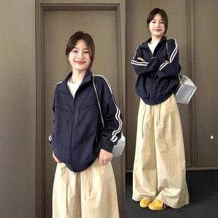 Shandong Jimo Women's Sweatshirt 2026 New Style Stand Collar Top Retro Baseball Jacket Autumn Slim-Fit Stylish Coat